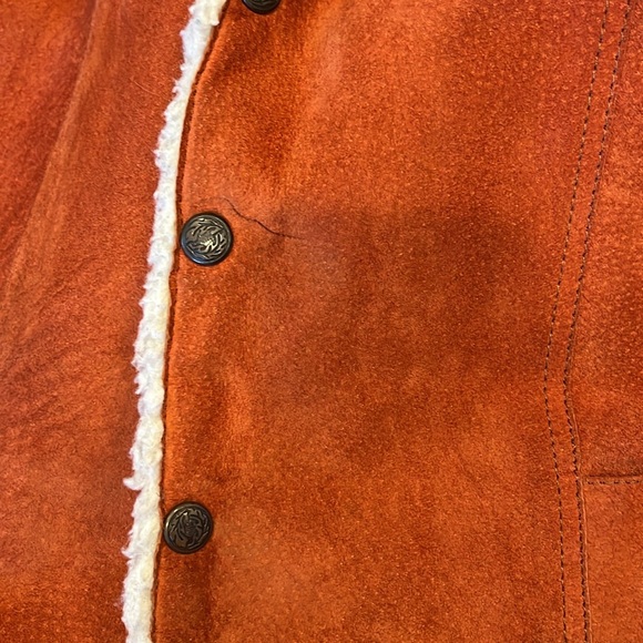 VINTAGE 70s Baja California 100% leather/suede vest with sherpa lining - Picture 5 of 5
